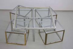 Maison Charles Brass Coffee Table with Four Nesting Tables