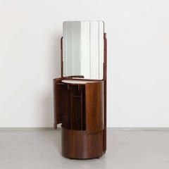 Round Italian Swivel Fold-Out Wardrobe or Vanity in Wood by Fiarm, 1960s