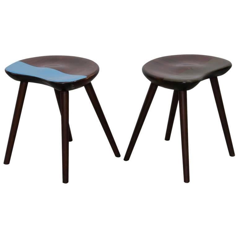 Pair of Wooden Mainz Stools by Markus Friedrich Staab