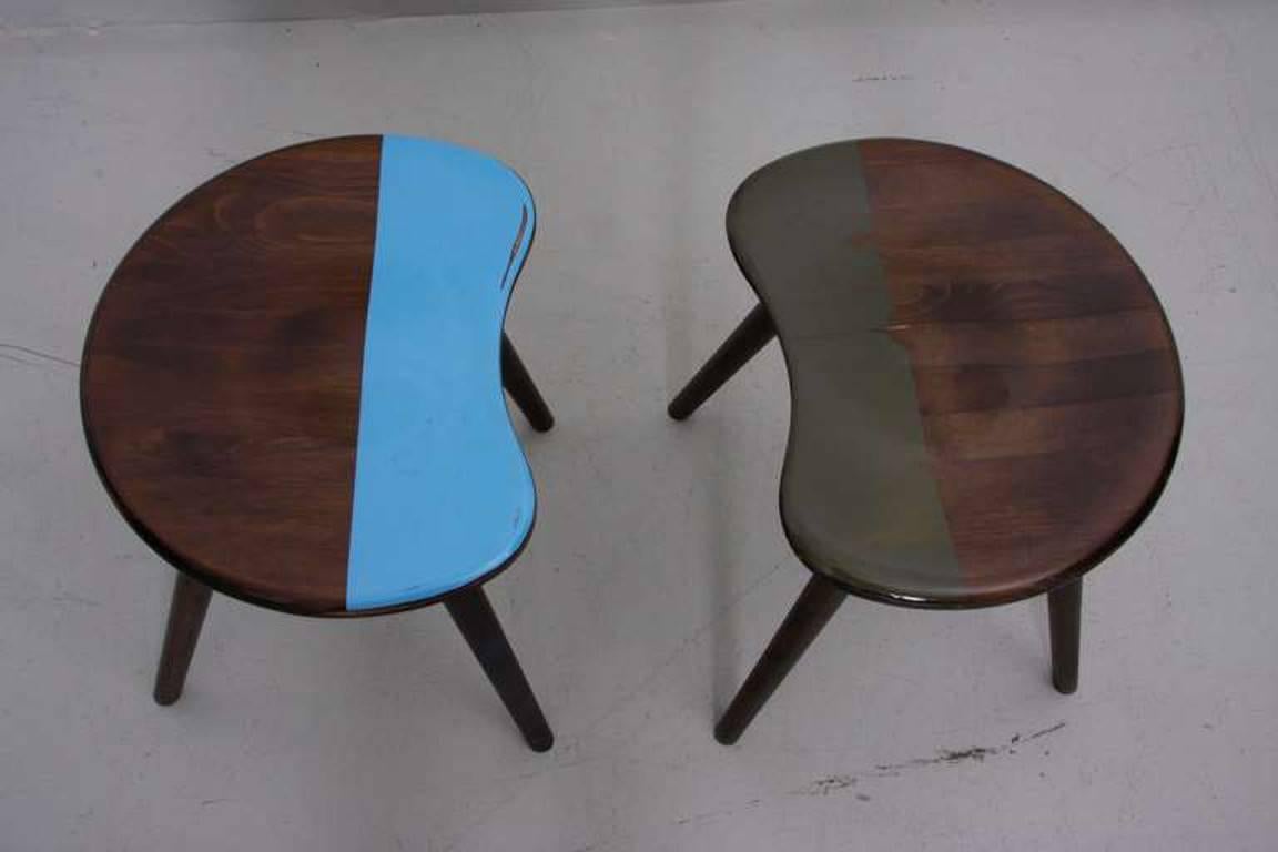 German Pair of Wooden Mainz Stools by Markus Friedrich Staab
