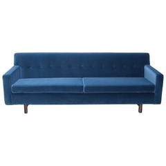 New Upholstered Edward Wormley Sofa in Indigo Dedar Fabric for Dunbar