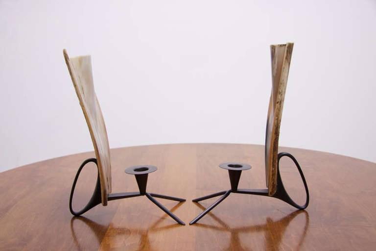 Pair of Carl Aubock Candlestick Hornscreens In Excellent Condition For Sale In Berlin, DE