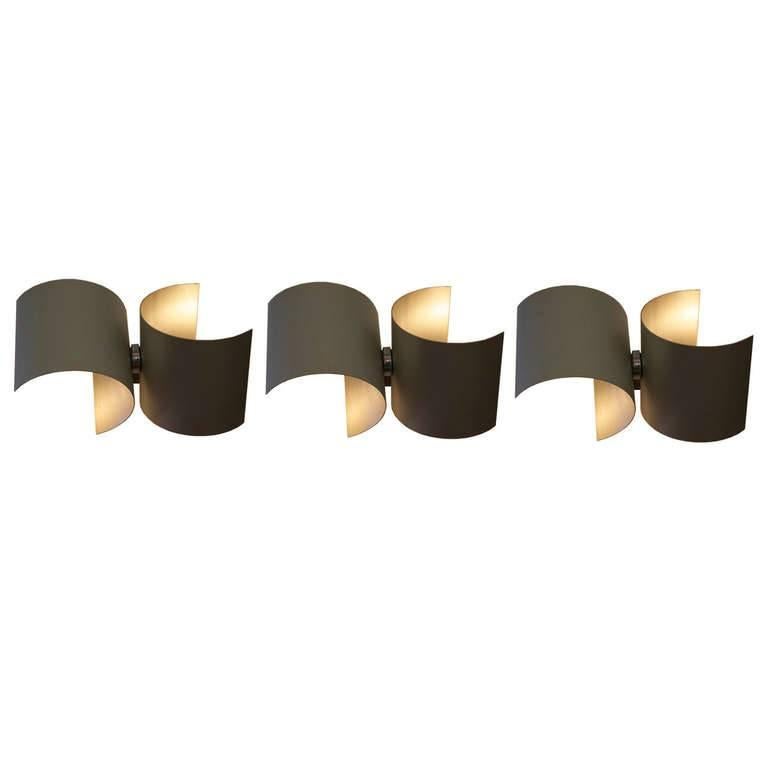 Set of Three Wall Lamps in Metal by Nucleo for Sormani, Italy, 1960s