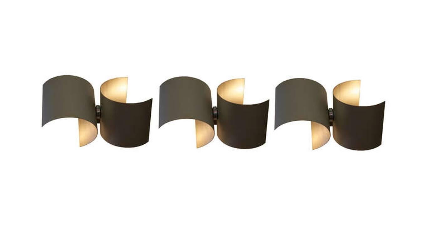Mid-Century Modern Set of Three Wall Lamps in Metal by Nucleo for Sormani, Italy, 1960s