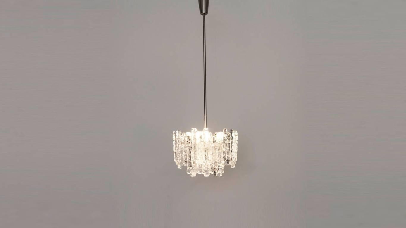 Austrian Kalmar Austria Icicle Ice Glass Viennese Chandelier from the 1960s For Sale