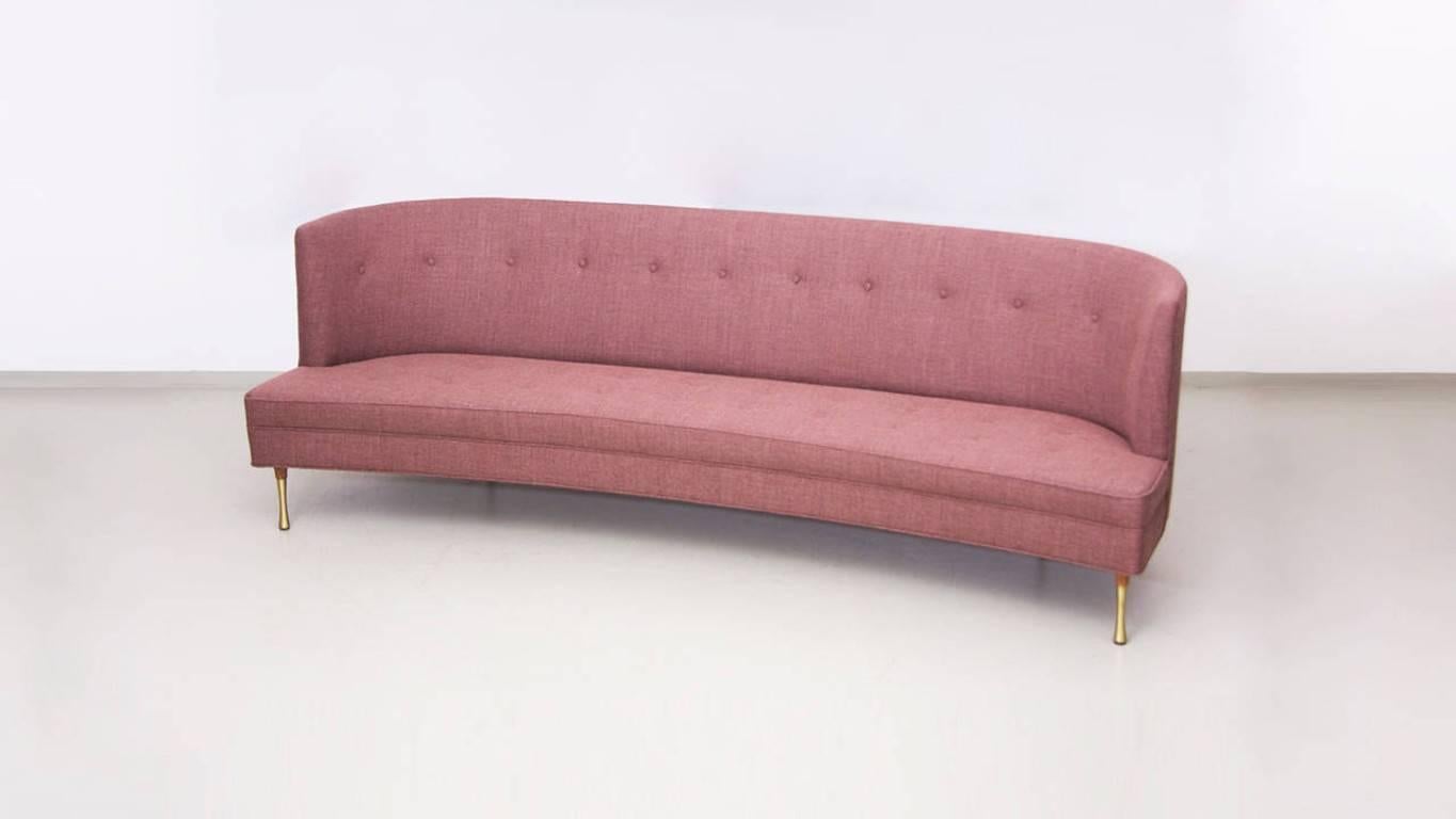 Mid-Century Modern Curved Sofa by Kipp Stewart for Directional in Kvadrat Fabric