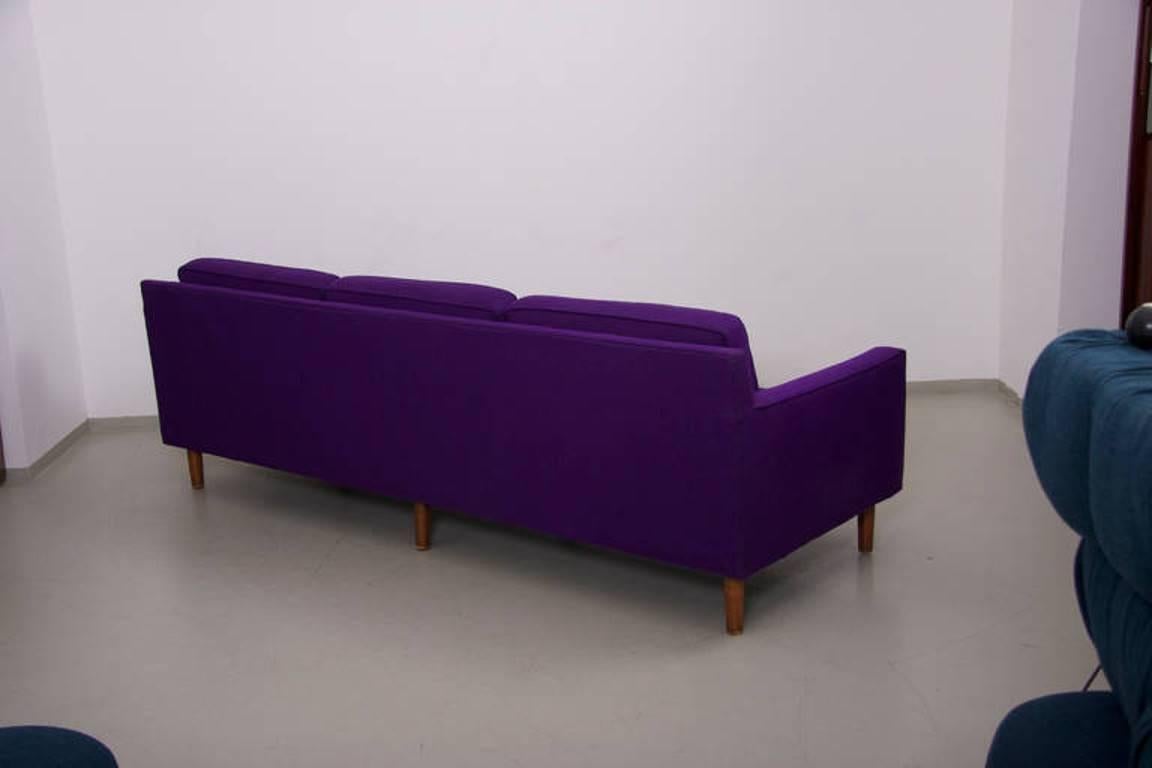 American Mid-Century Modern Sofa by Harvey Probber in Purple Wool
