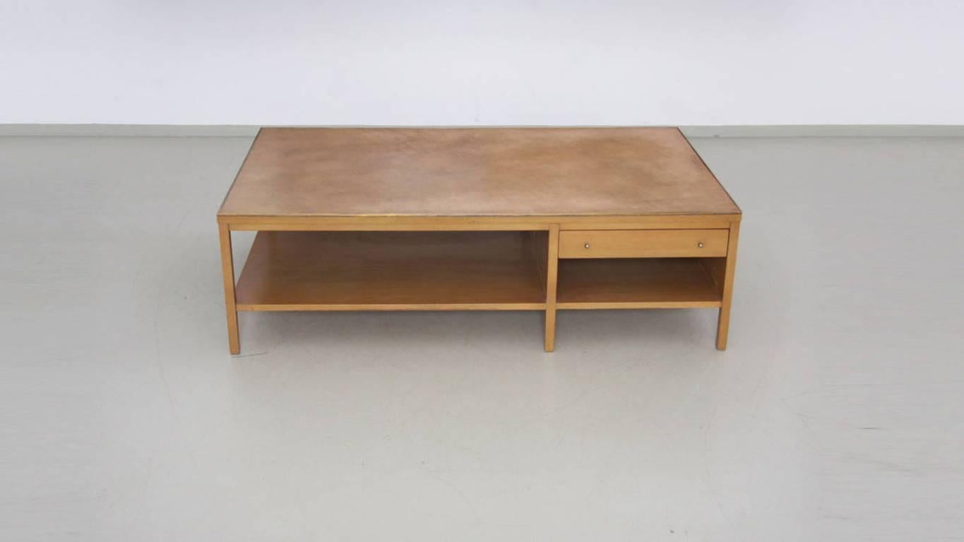Mid-Century Modern Rare Paul McCobb Coffee Table with Leather Top for Calvin