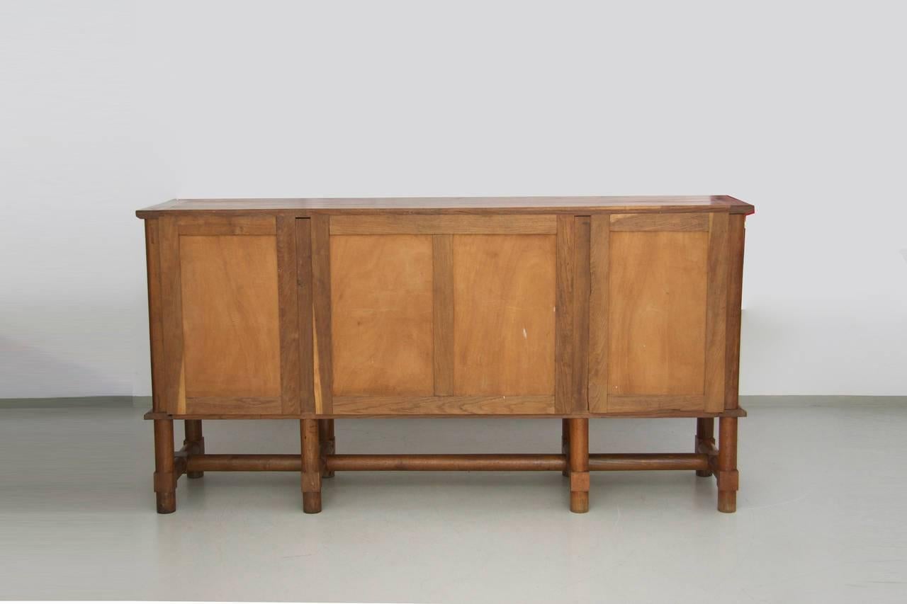 Jacques Adnet Credenza in Solid Oak for 