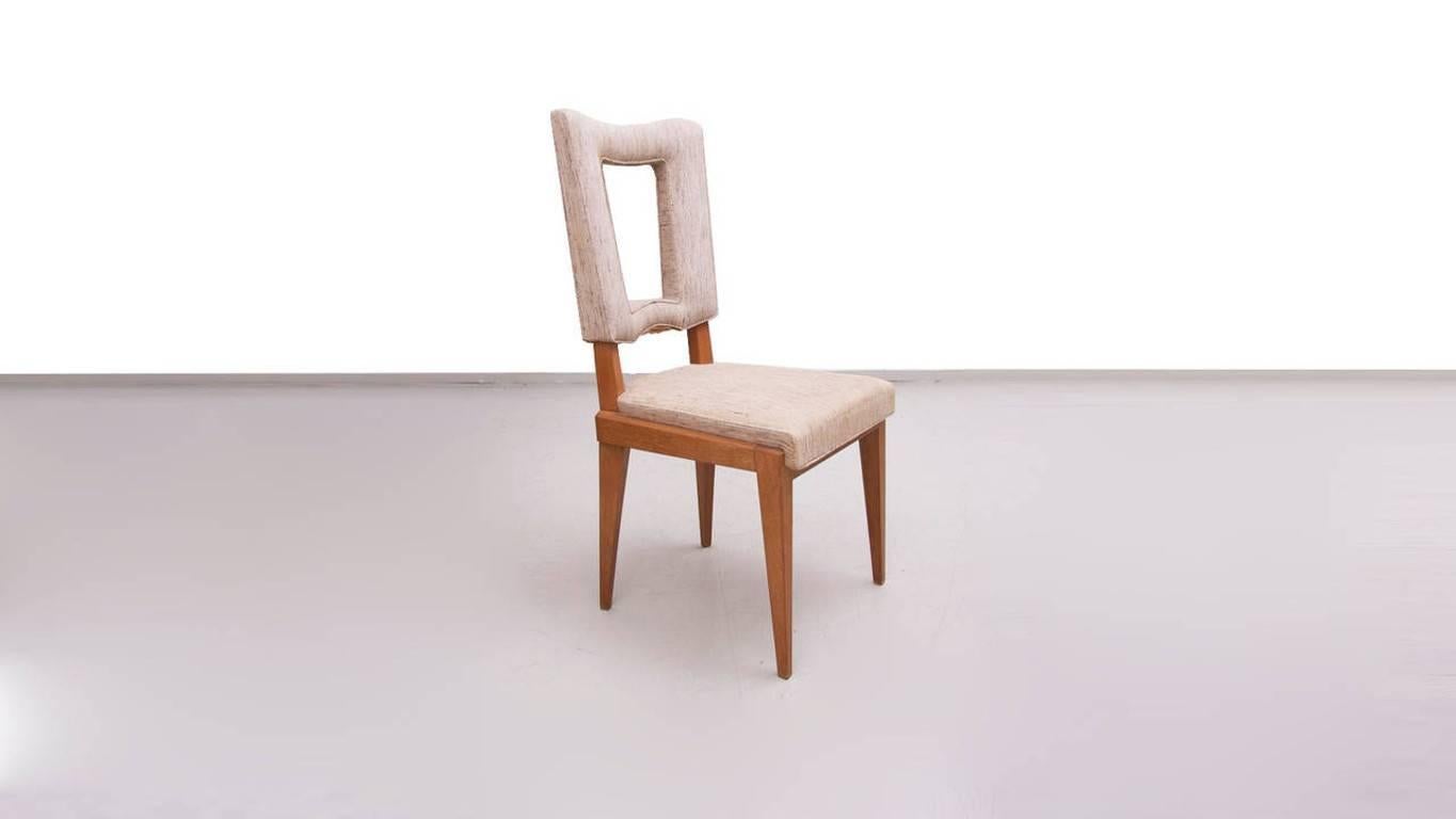 Set of Eight French Art Deco Solid Oak Dining Chairs 2