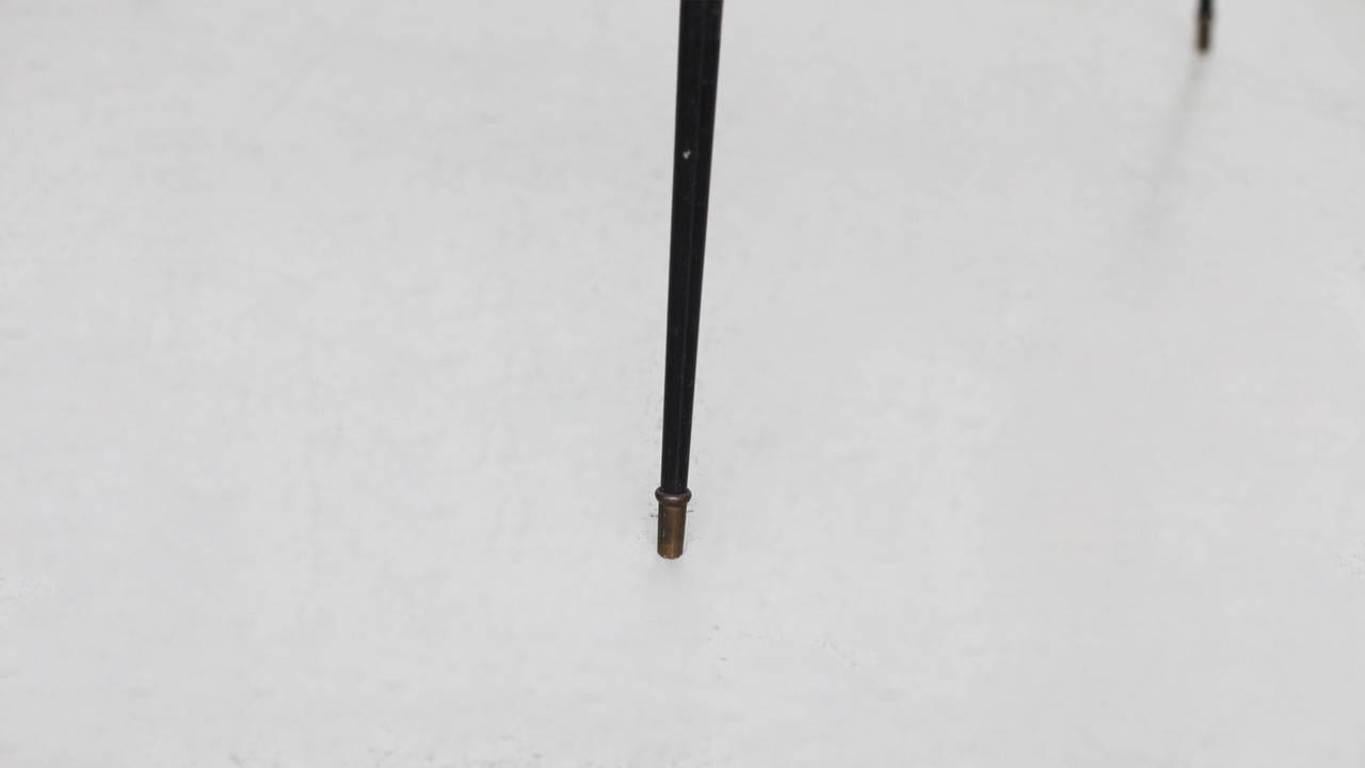 Mid-Century Modern French 1950s Round Tripod Table with Glass Top