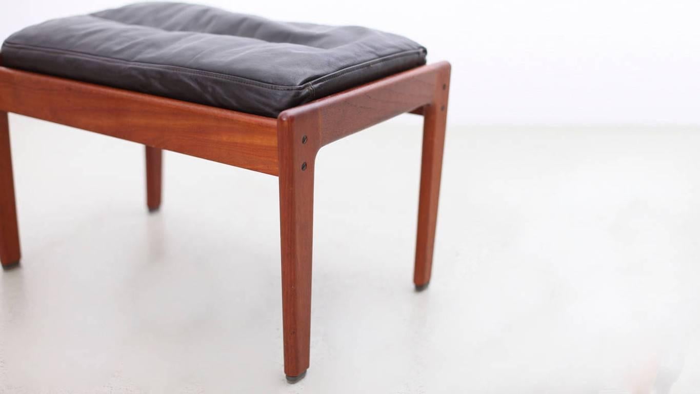 Mid-20th Century Illum Wikkelsø Teak Highback Lounge Chair and Ottoman