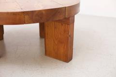 Rare Solid Alain Gaubert Coffee Table in Elmwood