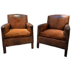 19th Century French Leather Lounge Club Chair