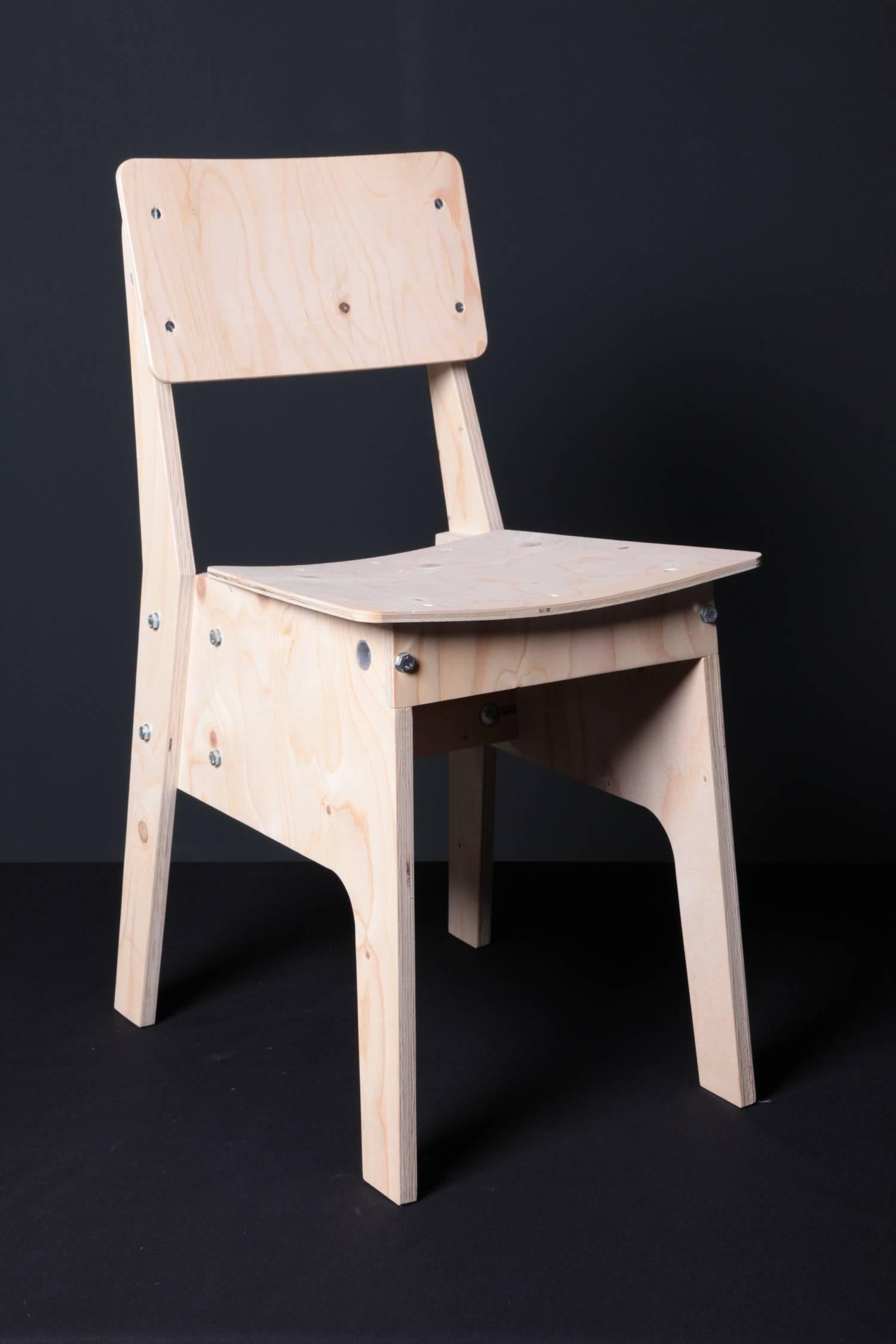 Plywood chair, available in many different colors.