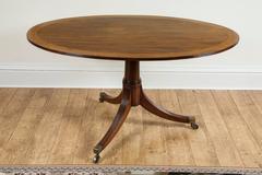 18th century George III Mahogany and satinwood Breakfast Table on tripod base