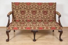 18th Century Settee, Mahogany Carved Cabriole Legs, 1750
