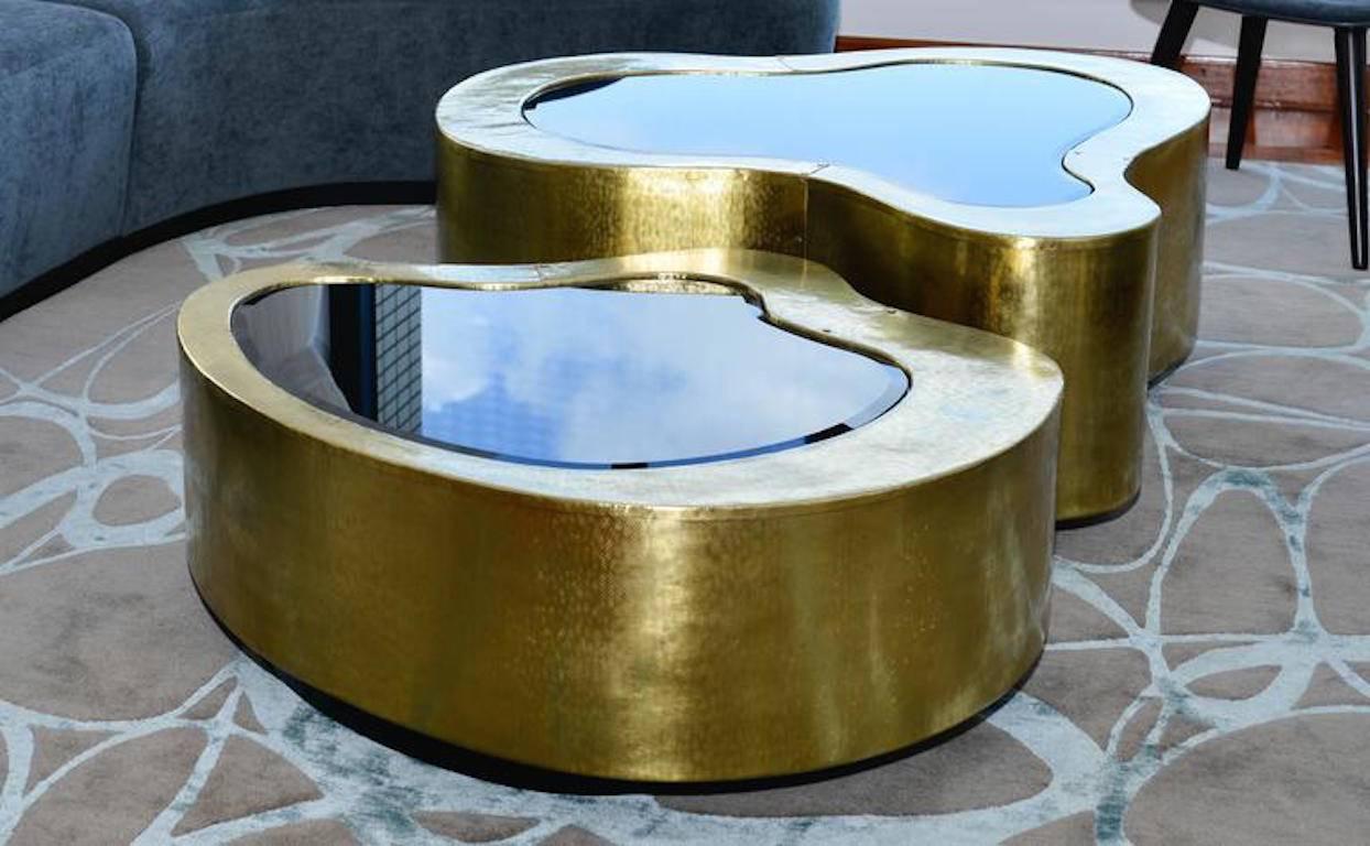 Portuguese  Curvilinear Hammered Copper Coffee Tables