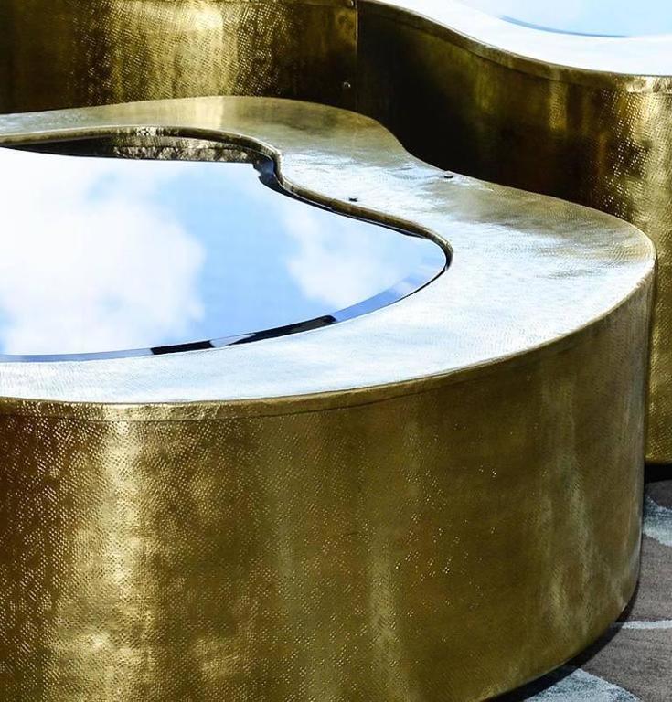 Curvilinear Hammered Copper Coffee Tables at 1stDibs