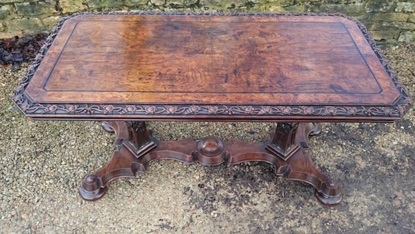 Unusually Fine Gothic Ash Antique Library Table In Excellent Condition In Gloucestershire, GB