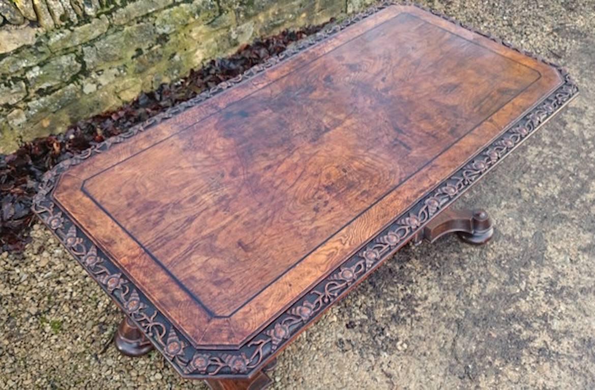 19th Century Unusually Fine Gothic Ash Antique Library Table