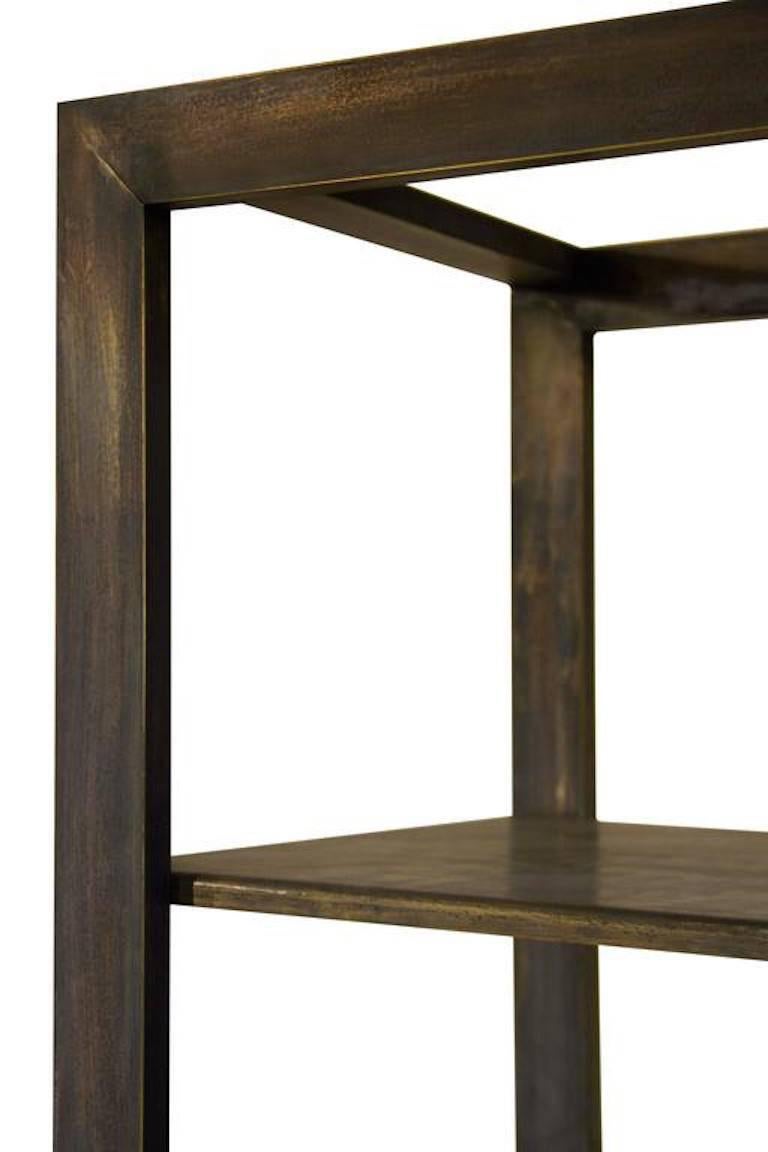 Contemporary Brabbu European Modern Hoplon Brass, Faux-Leather Bookcase Four-a Cabinet For Sale