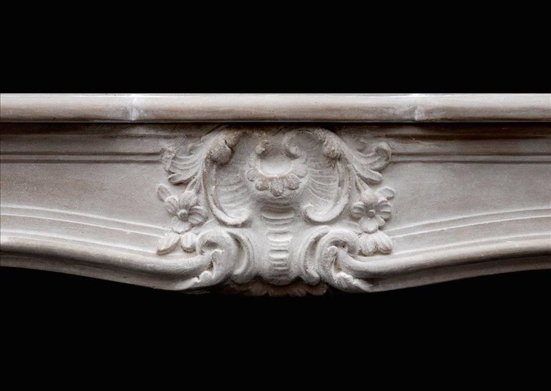 Late 18th Century French Limestone Louis XV Mantelpiece 1