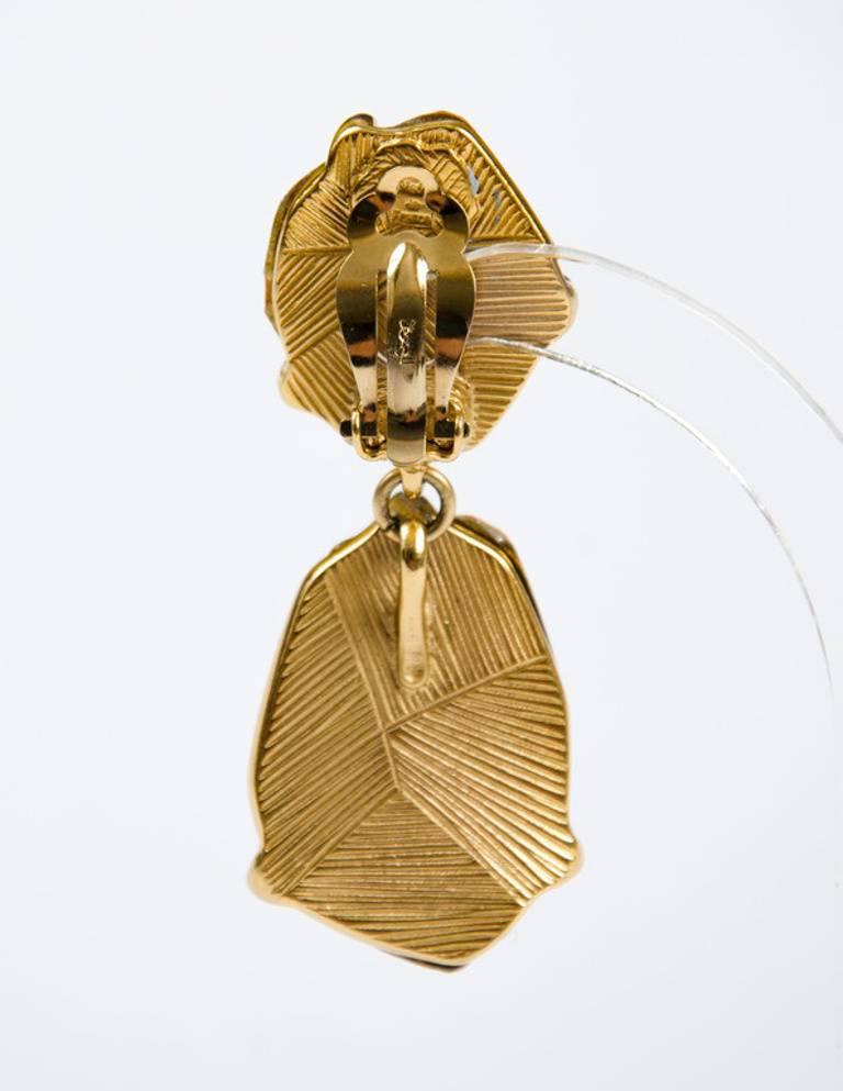 Yves Saint Laurent faceted lucite and gilt drop earrings, 1980s. In Excellent Condition In Greyabbey, County Down