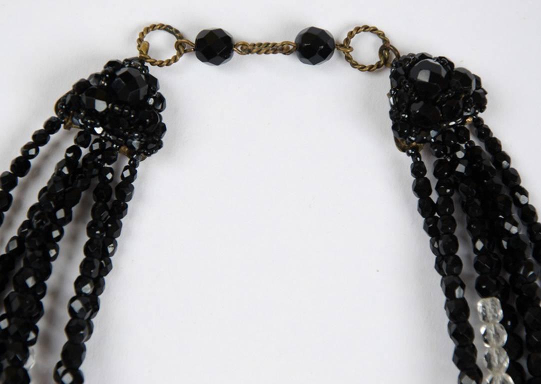 Coppola e Toppo black and clear half crystal necklace 1950s In Good Condition In Greyabbey, County Down