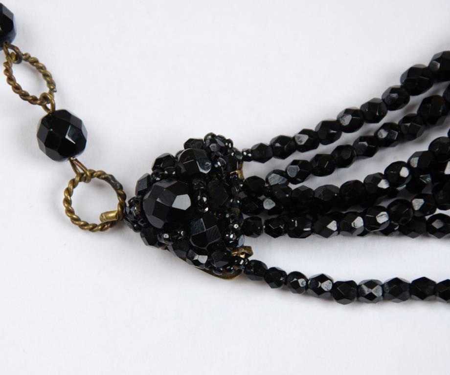 Coppola e Toppo black and clear half crystal necklace 1950s 3