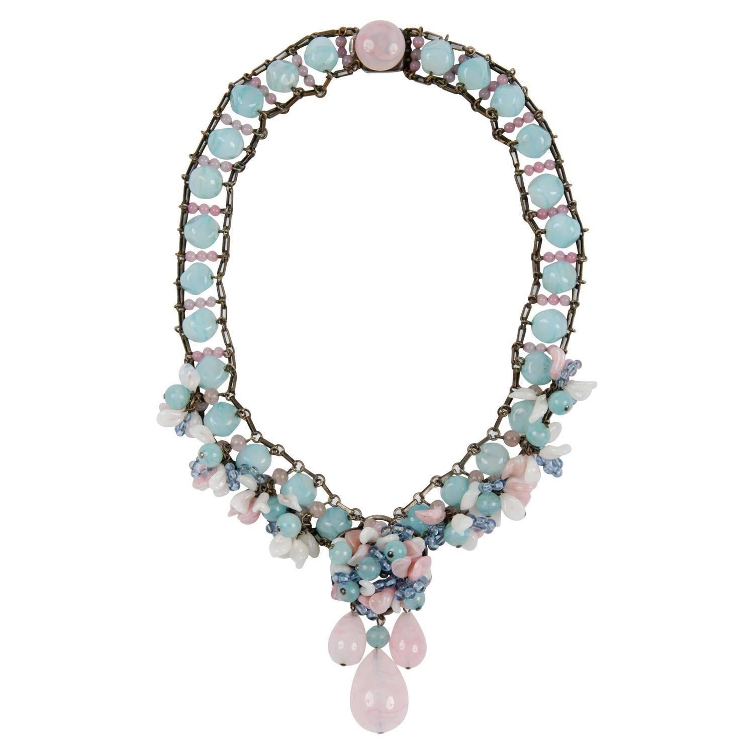 Rousselet glass pendant necklace, 1950s