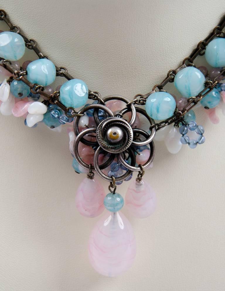 Rousselet glass pendant necklace, 1950s 4