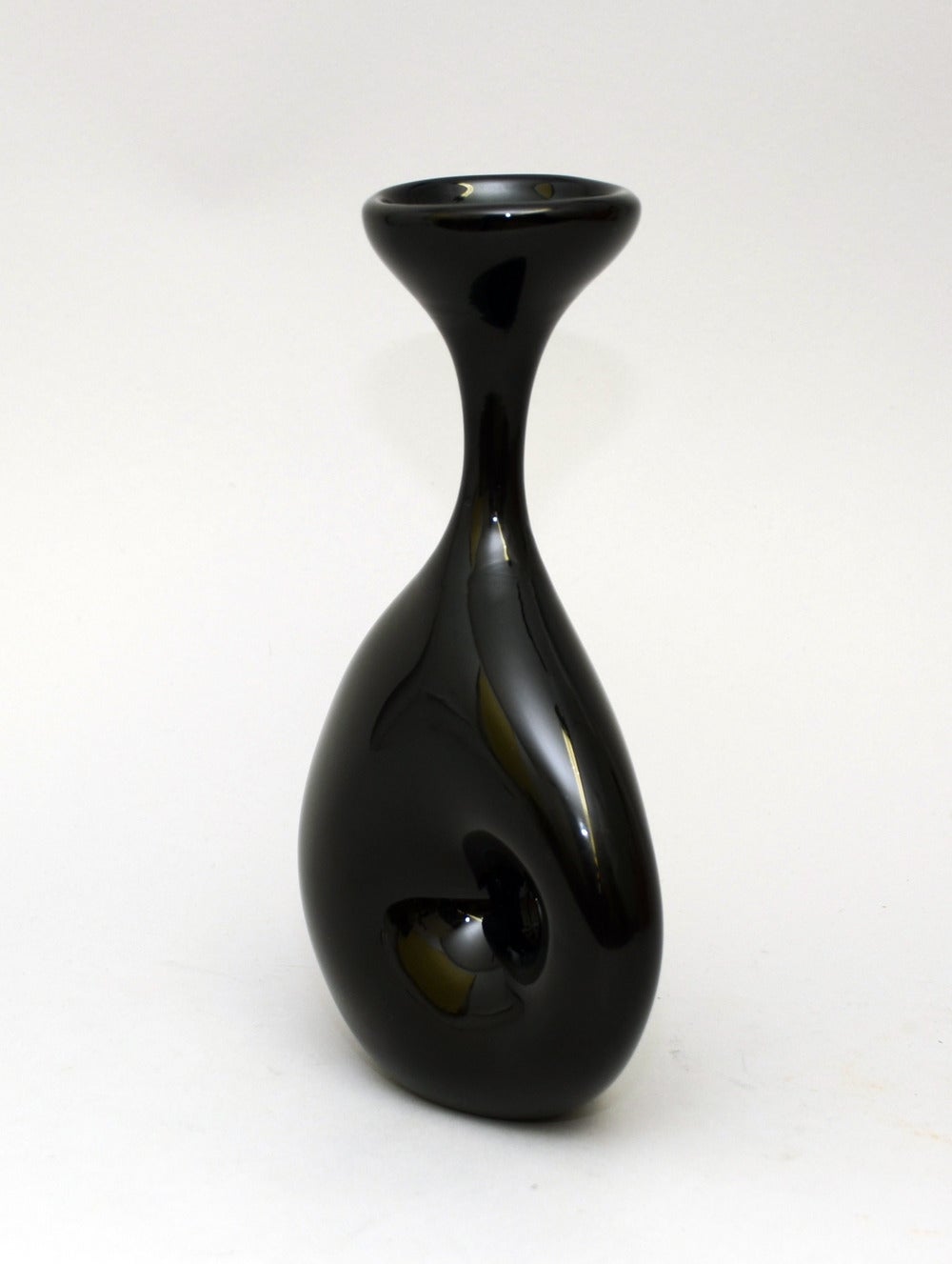 Vicke Lindstrand for Kosta, pierced black glass vase 1955 In Excellent Condition In New York, NY