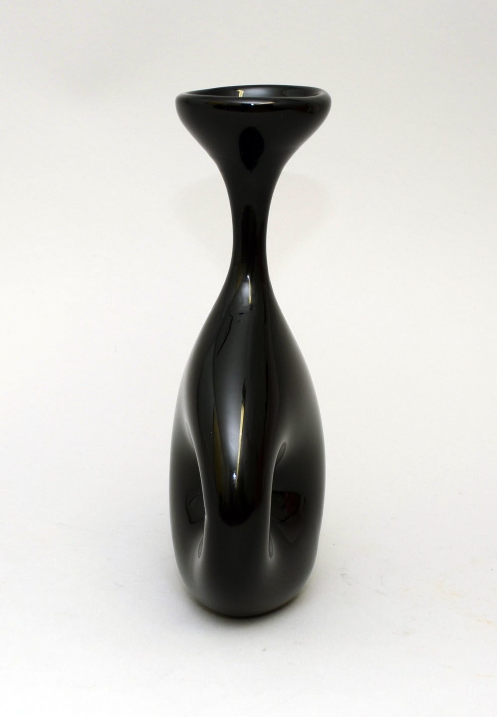 Swedish Vicke Lindstrand for Kosta, pierced black glass vase 1955
