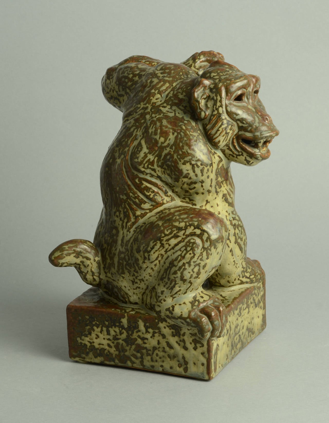 Knud Kyhn for Royal Copenhagen Stoneware Figure of a Babboon with Sung Glaze