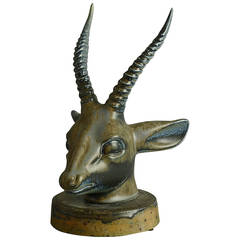Axel Salto for Saxbo, Antelope Head Sculpture with Blue Glaze