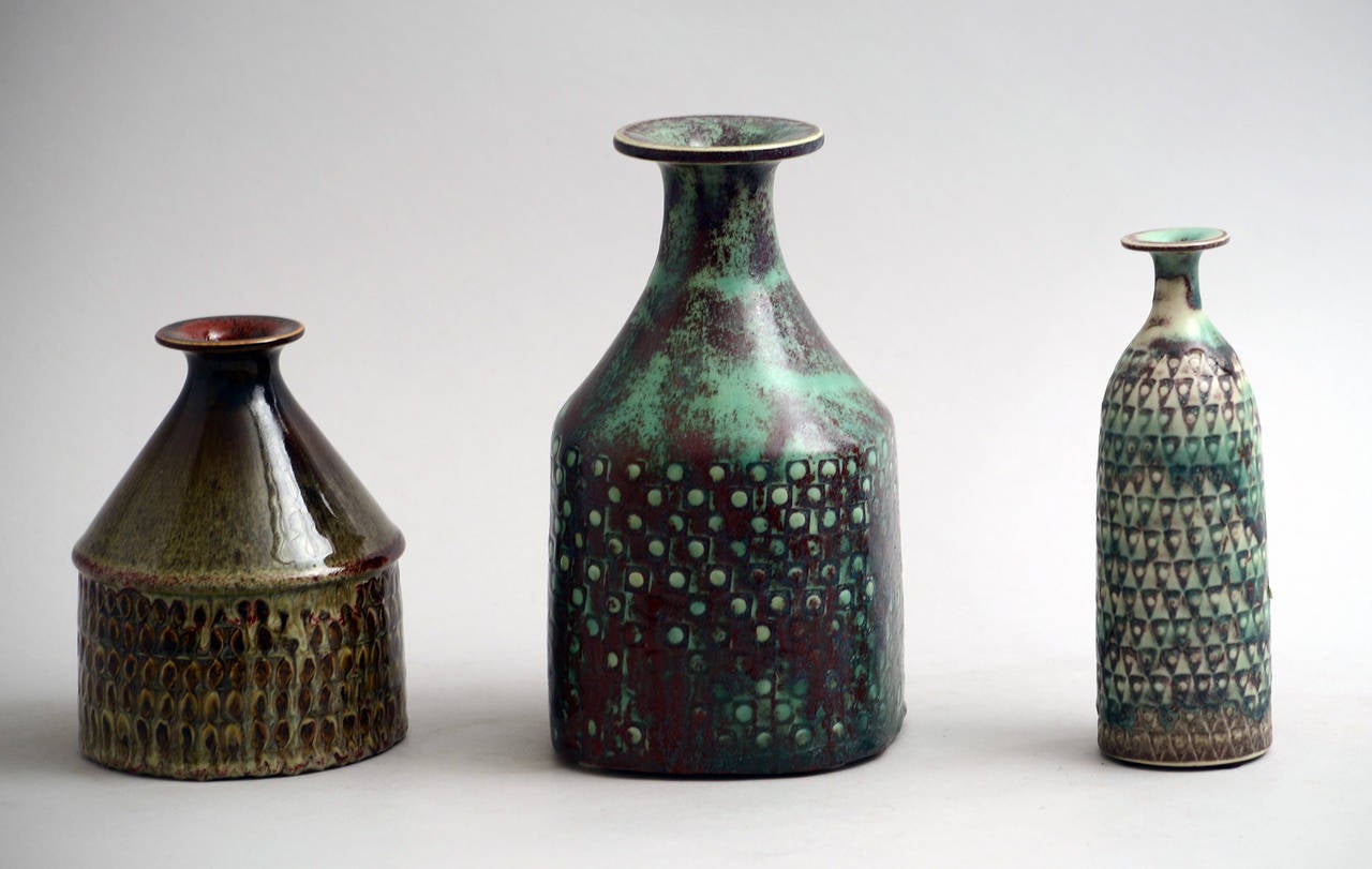 Stoneware Stig Lindberg for Gustavsberg Selection of Vases (Sold Separately) For Sale