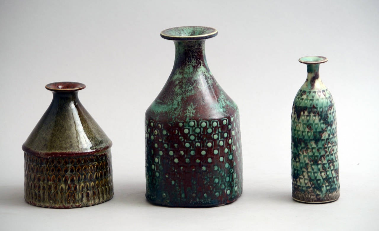 Glazed Stig Lindberg for Gustavsberg Selection of Vases (Sold Separately) For Sale