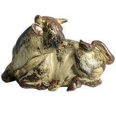 Knud Kyhn for Royal Copenhagen Stoneware Figure of a Bull, circa 1950s