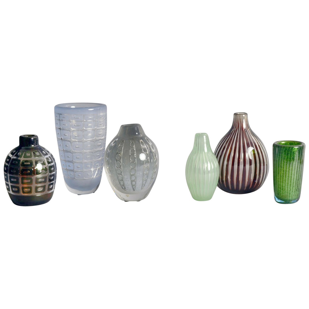 Edvin Ohrstrom for Orrefors Group of Ariel Vases For Sale