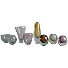 Selection of vases by Gunnel Nyman for Nuutajarvi, Finland