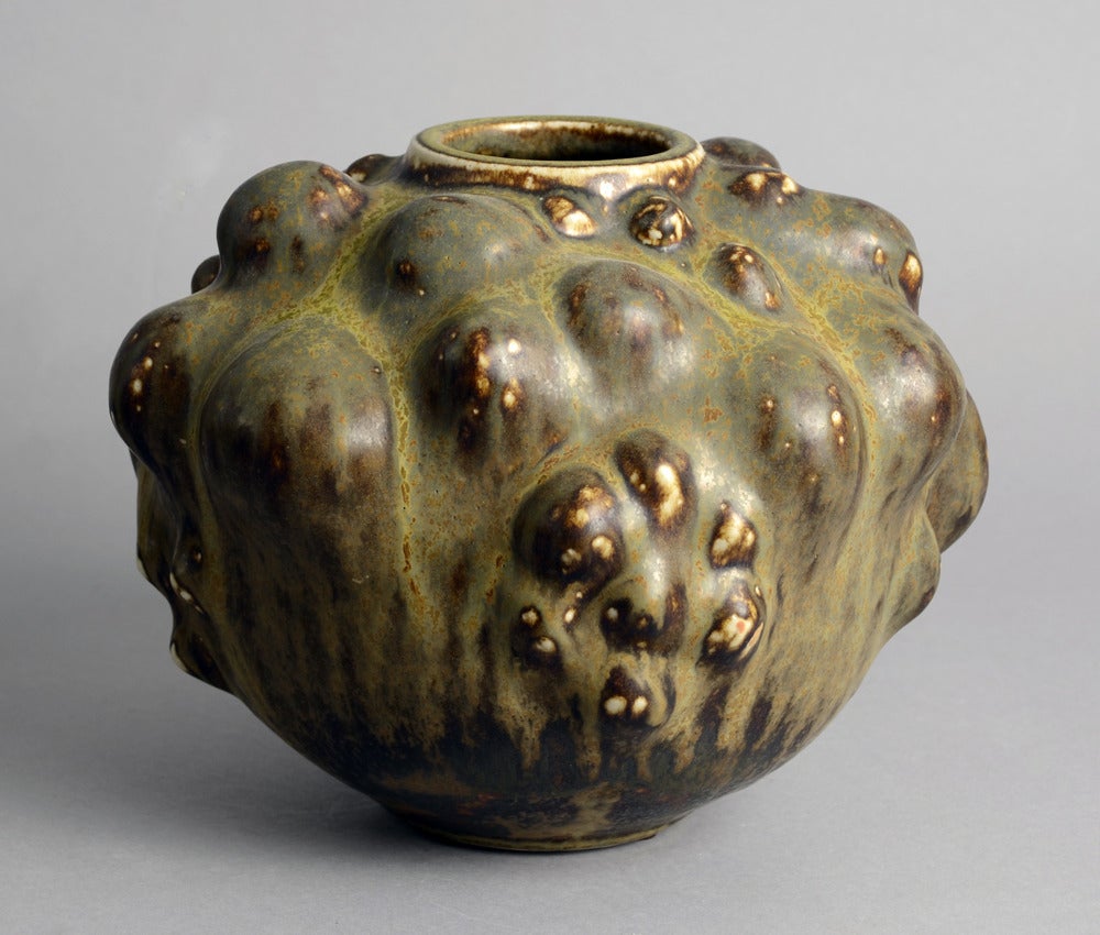 20th Century Axel Salto for Royal Copenhagen, Budding Vase with Solfatara Glaze
