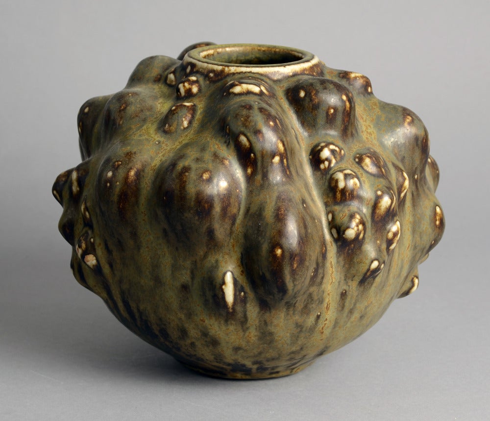 Scandinavian Modern Axel Salto for Royal Copenhagen, Budding Vase with Solfatara Glaze