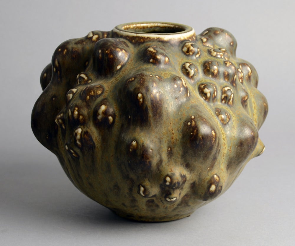 Danish Axel Salto for Royal Copenhagen, Budding Vase with Solfatara Glaze