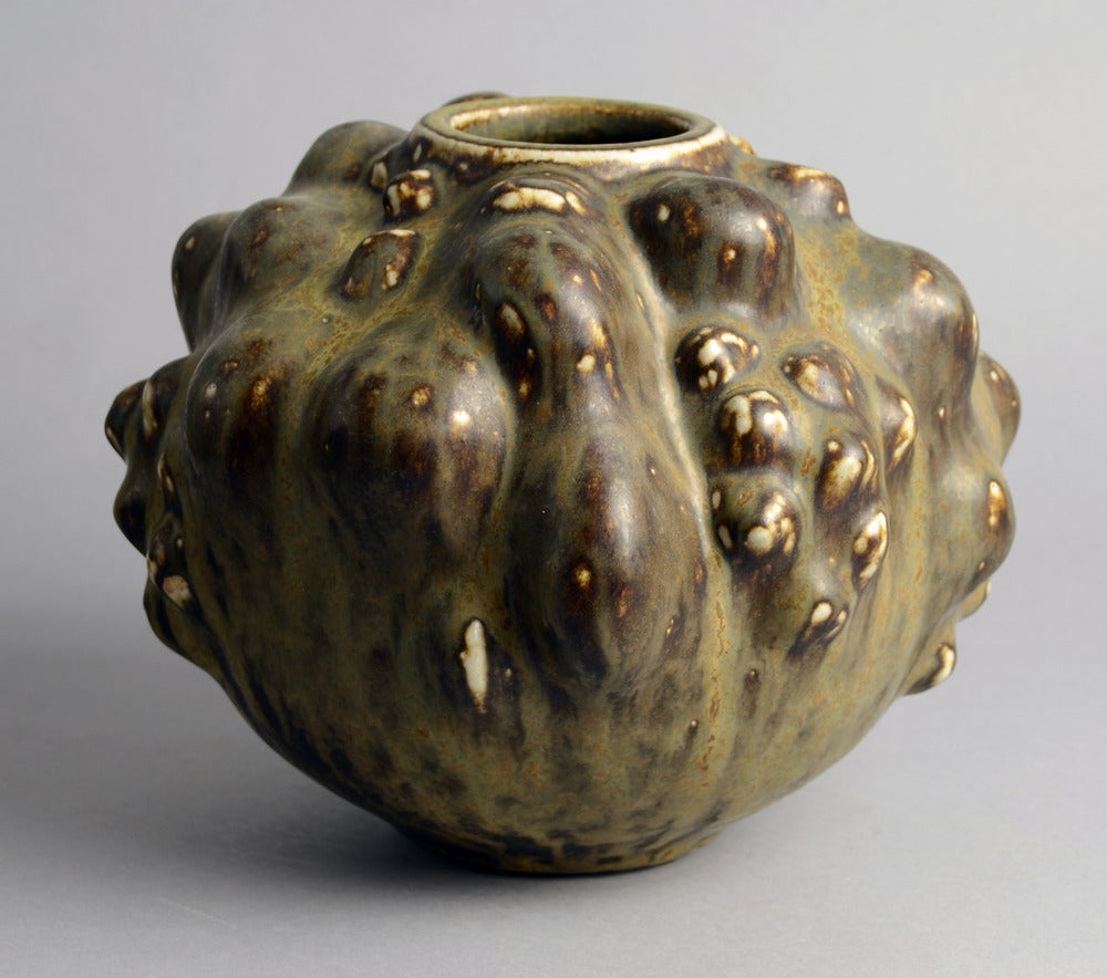 Axel Salto for Royal Copenhagen, Budding Vase with Solfatara Glaze In Excellent Condition In New York, NY