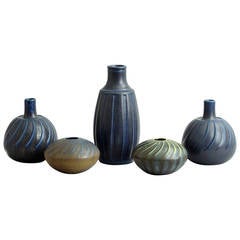 Set of Kage for Verkstad Vases with Hare's Fur Glaze