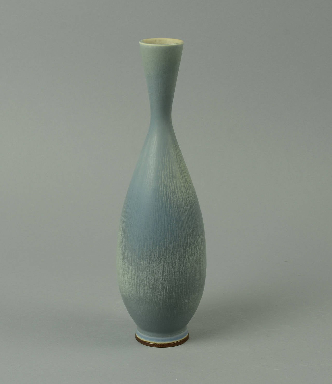 Glazed Berndt Friberg for Gustavsberg, Tall Gray Vase with Haresfur Glaze