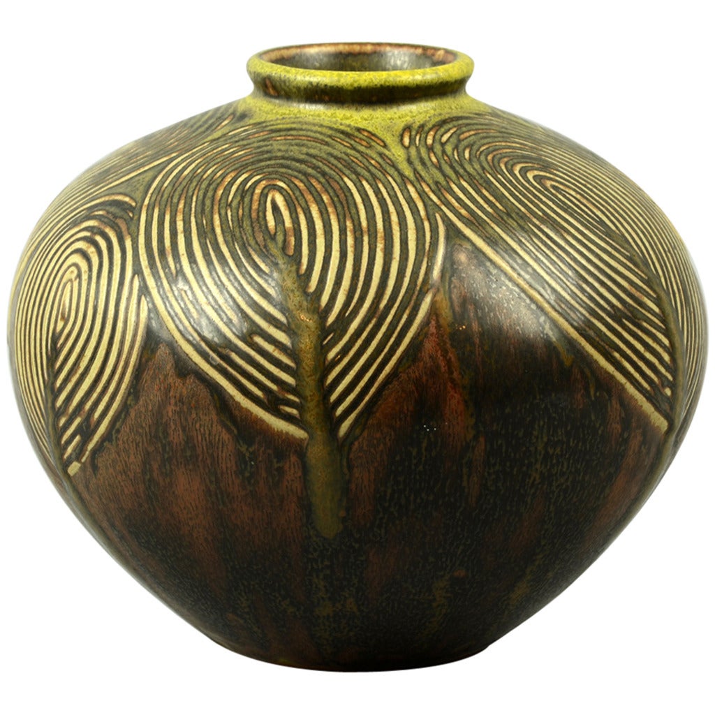 Axel Salto for Royal Copenhagen, "Living Stones" Vase with Solfatara Glaze For Sale