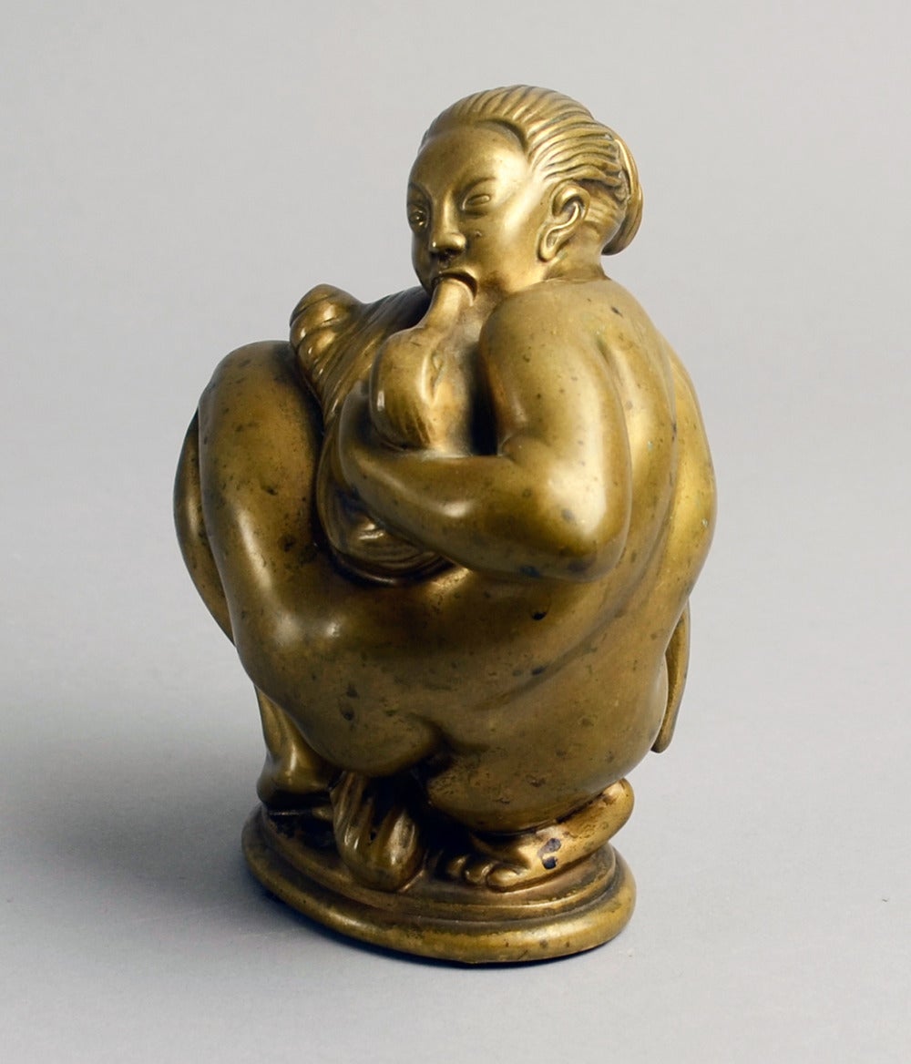 Kai Nielsen for Rasmussen, Copenhagen, "Leda and the Swan," bronze figure, circa 1920s-30s.
