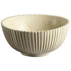 Fluted Bowl with Matte White Glaze by Arne Bang